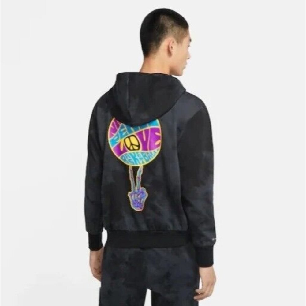 Nike Black Peace Love Basketball GRATEFUL DEAD Sweatshirt Hoodie Kids Size XL